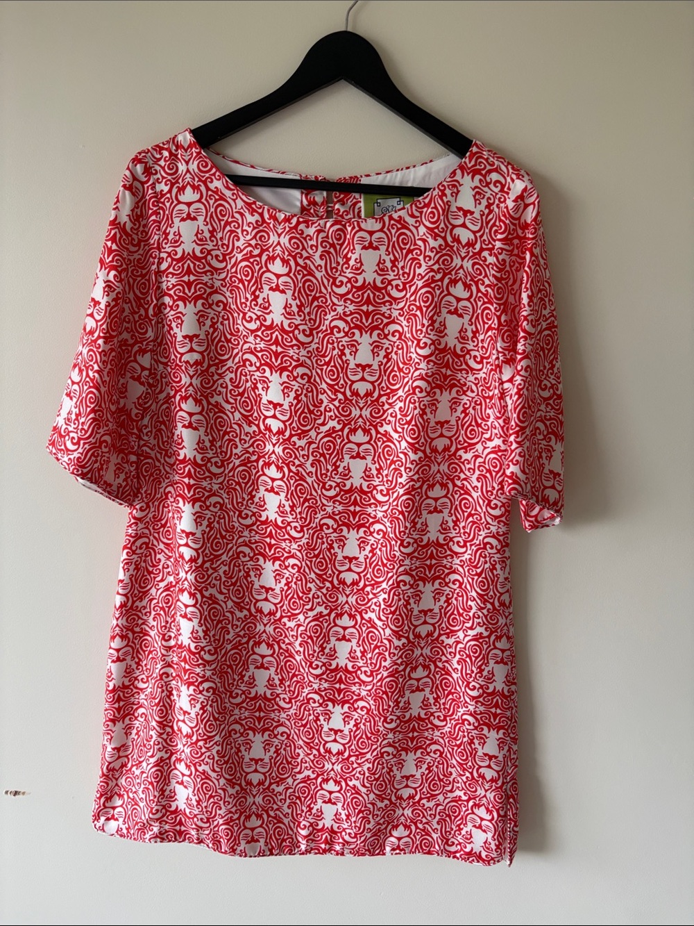 Elizabeth McKay Red and White Silk Dress